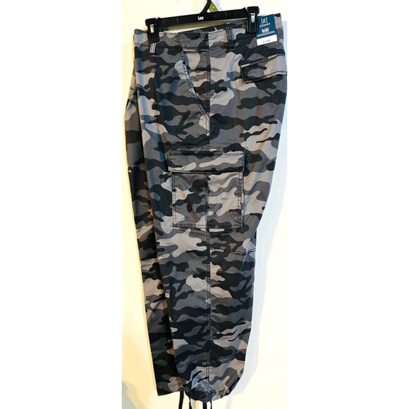 New George Men's Black Camo Cargo Pants Size 44 Drawstring Cuff - Picture 3 of 4